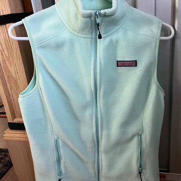 Vineyard Vines Solid Mint Green Full Zip Sleeveless Fleece Vest size XS - Picture 1 of 3